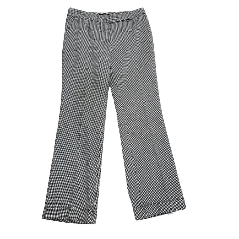 Talbots Houndstooth check signature flare wool blend trouser pants cuffed hem 4
